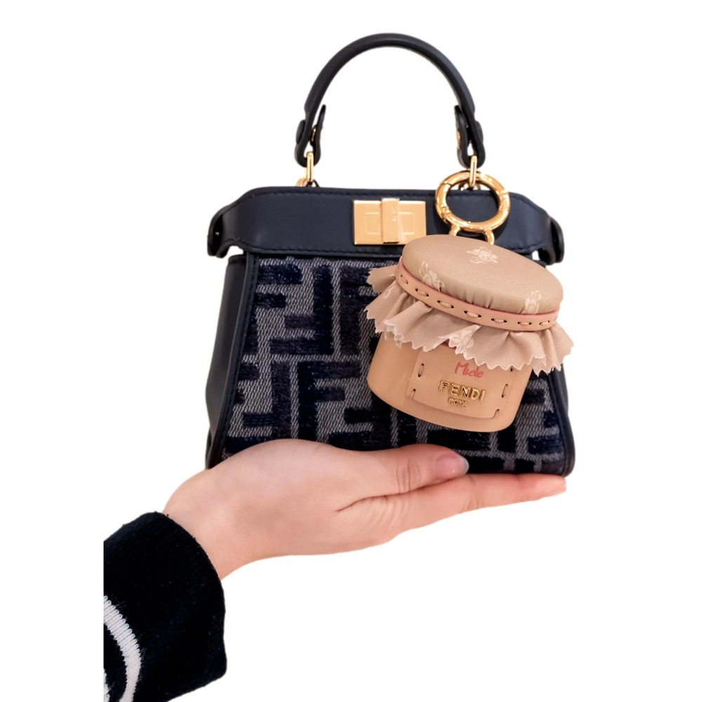 Fendi Miele Honey Pot Leather Selleria Bag Charm Keychain Trinket - Picture 2 of 3